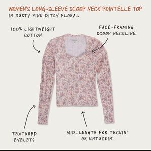 NWT Tecovas Women’s Long Sleeve Scoop Neck Pointelle Henley